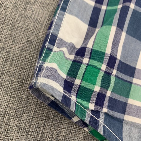 Men's Plaid Aeropostale Button Down Shirt Medium Long Sleeve 100% Cotton Green B - Picture 7 of 15